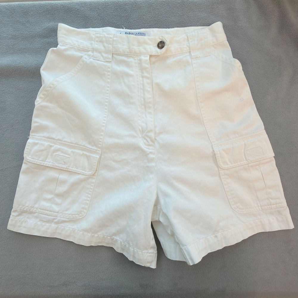 Marsh Landing Cargo Shorts Women 8P White Excellent High Rise Cotton Utility